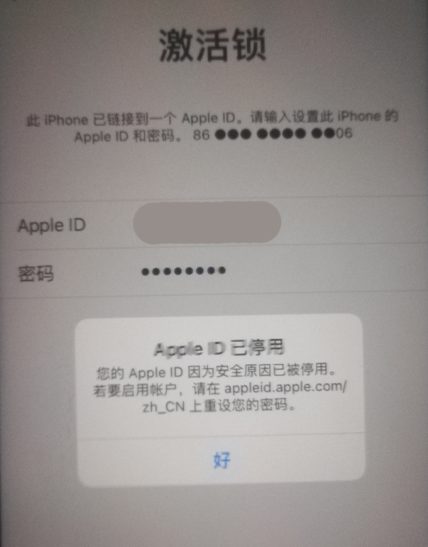 佳木斯苹果手机维修分享iPhone 12 出现提示“Apple ID 已停用”怎么办 