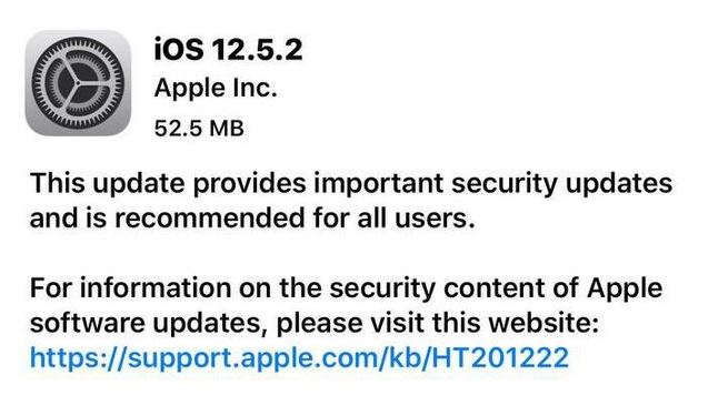 佳木斯苹果手机维修分享iOS12.5.2发布，建议所有老苹果用户安装 